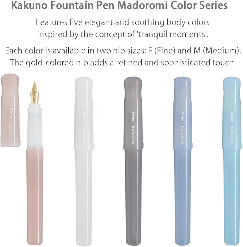 PILOT Kakuno Fountain Pen Madoromi Color Series, Gold (Smiley Face) Fine Nib, Perfect for Beginners and Creative Expression, Pink, PFKA-1MDPF - Image 3